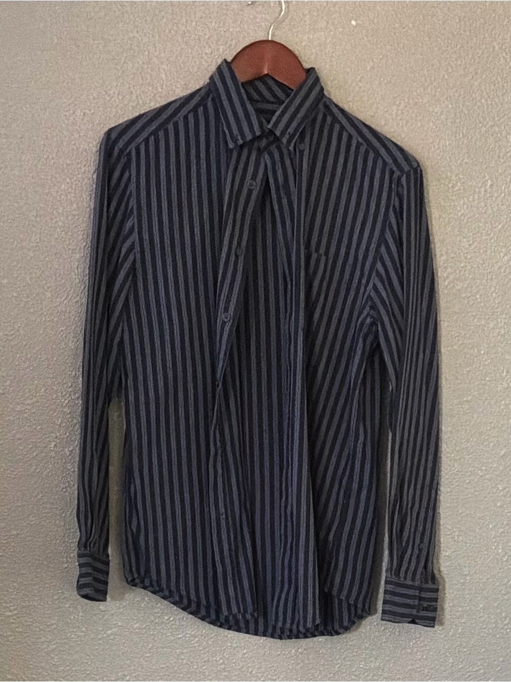 George Navy and Black Vertical Stripe Dress Shirt